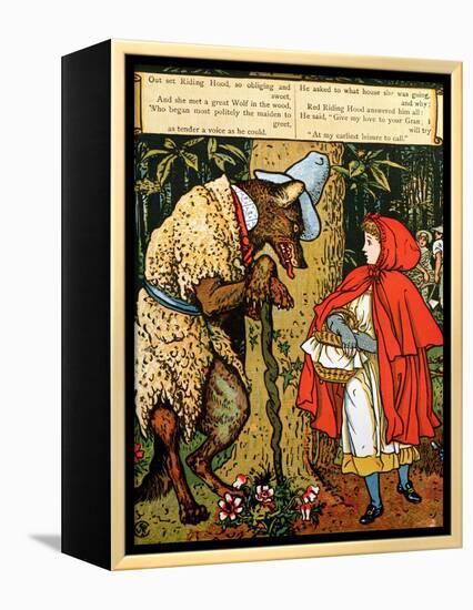 'Little Red Riding Hood', the Wolf Accosting Her in the Forest-Walter Crane-Framed Premier Image Canvas