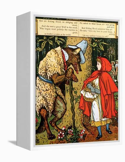 'Little Red Riding Hood', the Wolf Accosting Her in the Forest-Walter Crane-Framed Premier Image Canvas