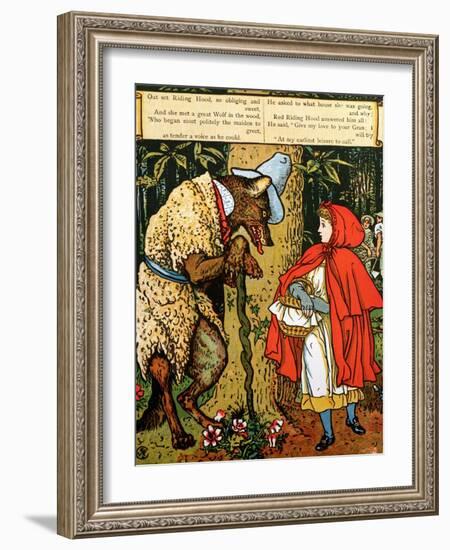 'Little Red Riding Hood', the Wolf Accosting Her in the Forest-Walter Crane-Framed Giclee Print