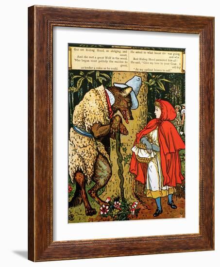 'Little Red Riding Hood', the Wolf Accosting Her in the Forest-Walter Crane-Framed Giclee Print