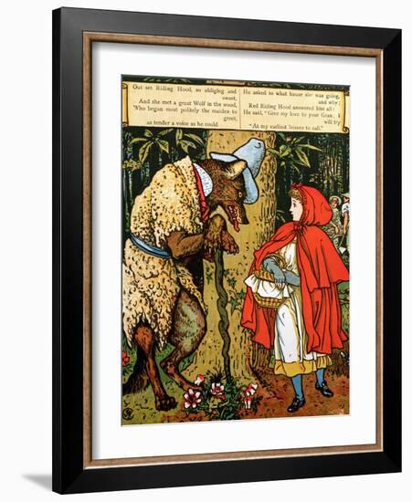 'Little Red Riding Hood', the Wolf Accosting Her in the Forest-Walter Crane-Framed Giclee Print