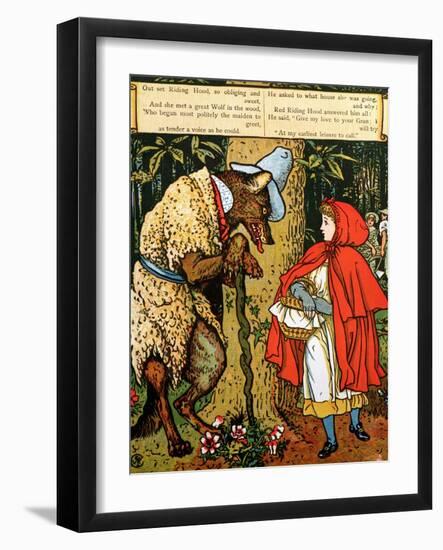 'Little Red Riding Hood', the Wolf Accosting Her in the Forest-Walter Crane-Framed Giclee Print