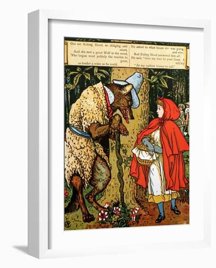 'Little Red Riding Hood', the Wolf Accosting Her in the Forest-Walter Crane-Framed Giclee Print