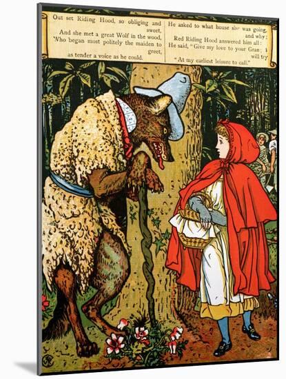 'Little Red Riding Hood', the Wolf Accosting Her in the Forest-Walter Crane-Mounted Giclee Print