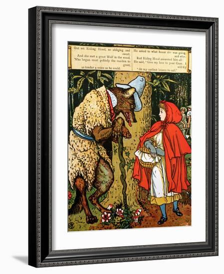 'Little Red Riding Hood', the Wolf Accosting Her in the Forest-Walter Crane-Framed Giclee Print