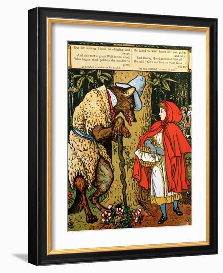 'Little Red Riding Hood', the Wolf Accosting Her in the Forest-Walter Crane-Framed Giclee Print