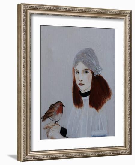 Little Redhead with Robin, 2016, Detail-Susan Adams-Framed Giclee Print