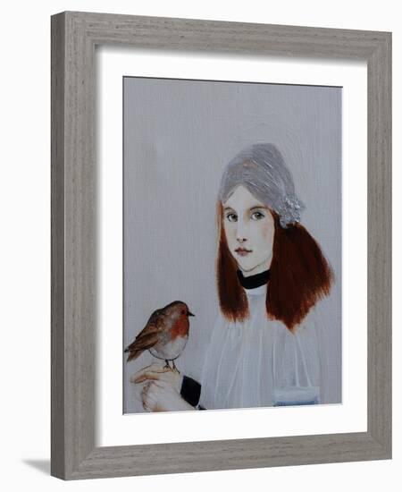 Little Redhead with Robin, 2016, Detail-Susan Adams-Framed Giclee Print