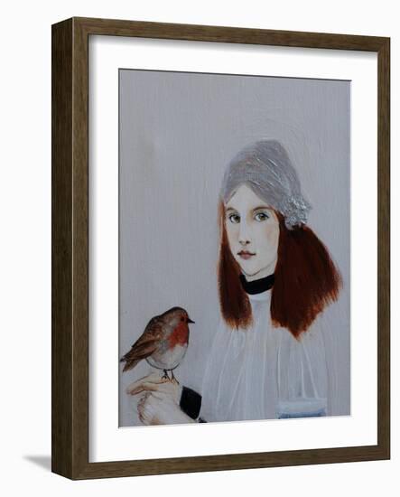 Little Redhead with Robin, 2016, Detail-Susan Adams-Framed Giclee Print