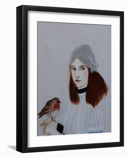 Little Redhead with Robin, 2016, Detail-Susan Adams-Framed Giclee Print