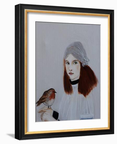 Little Redhead with Robin, 2016, Detail-Susan Adams-Framed Giclee Print