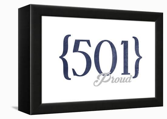 Little Rock, Arkansas - 501 Area Code (Blue)-Lantern Press-Framed Stretched Canvas