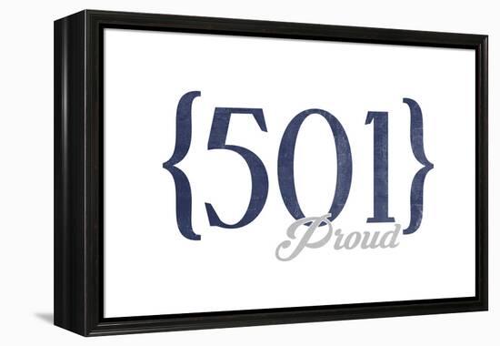 Little Rock, Arkansas - 501 Area Code (Blue)-Lantern Press-Framed Stretched Canvas