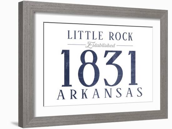 Little Rock, Arkansas - Established Date (Blue)-Lantern Press-Framed Art Print