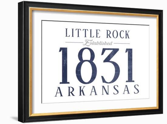 Little Rock, Arkansas - Established Date (Blue)-Lantern Press-Framed Art Print