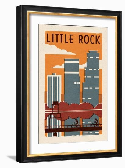 Little Rock, Arkansas - Woodblock-Lantern Press-Framed Art Print