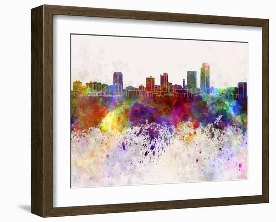 Little Rock Skyline in Watercolor Background-paulrommer-Framed Art Print