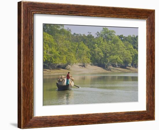 Little Rowing Boat in the Swampy Areas of the Sundarbans, UNESCO World Heritage Site, Bangladesh-Michael Runkel-Framed Photographic Print