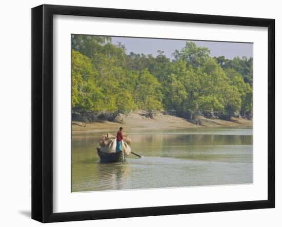Little Rowing Boat in the Swampy Areas of the Sundarbans, UNESCO World Heritage Site, Bangladesh-Michael Runkel-Framed Photographic Print