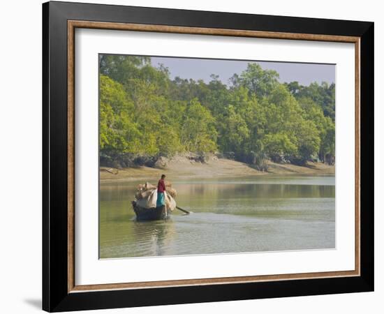 Little Rowing Boat in the Swampy Areas of the Sundarbans, UNESCO World Heritage Site, Bangladesh-Michael Runkel-Framed Photographic Print