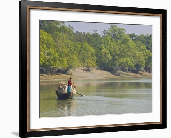 Little Rowing Boat in the Swampy Areas of the Sundarbans, UNESCO World Heritage Site, Bangladesh-Michael Runkel-Framed Photographic Print
