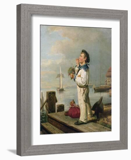 Little sailor waiting on the quay, 1863-Carl Julius Lorck-Framed Giclee Print