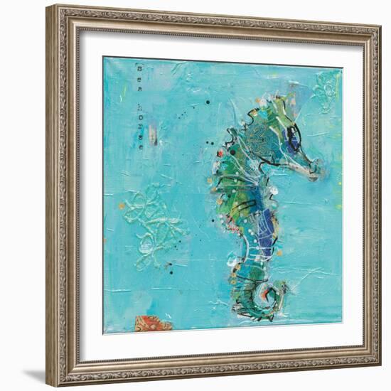 Little Seahorse Blue-Kellie Day-Framed Premium Giclee Print
