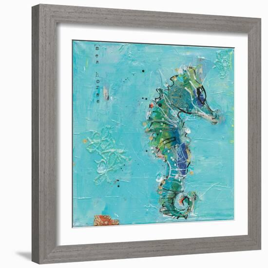 Little Seahorse Blue-Kellie Day-Framed Art Print