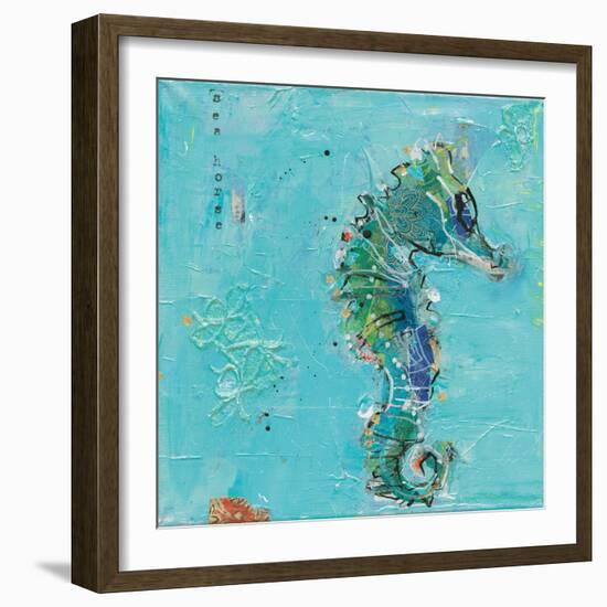 Little Seahorse Blue-Kellie Day-Framed Art Print