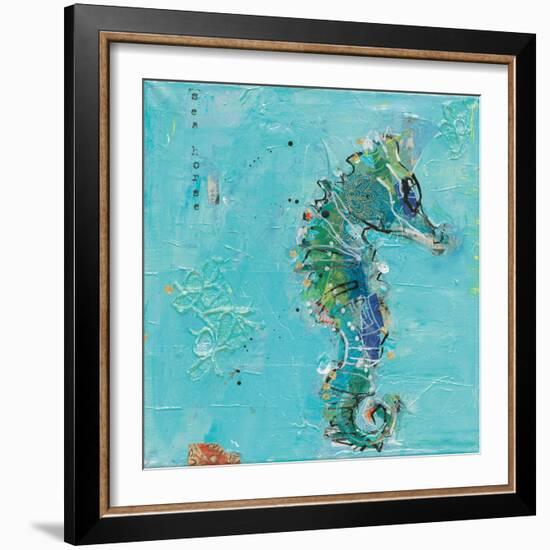 Little Seahorse Blue-Kellie Day-Framed Art Print