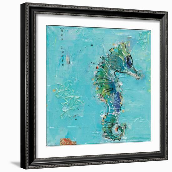 Little Seahorse Blue-Kellie Day-Framed Art Print