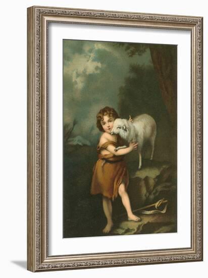 Little Shepherd with Lamb-null-Framed Art Print