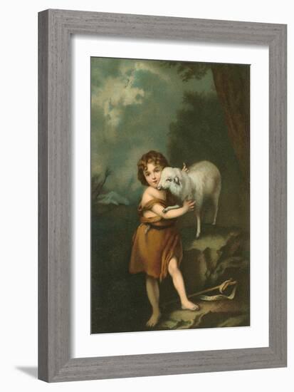 Little Shepherd with Lamb-null-Framed Art Print