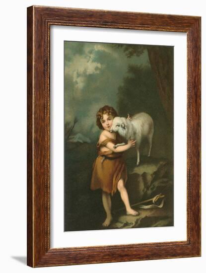 Little Shepherd with Lamb-null-Framed Art Print