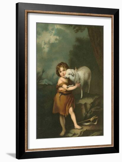 Little Shepherd with Lamb-null-Framed Art Print