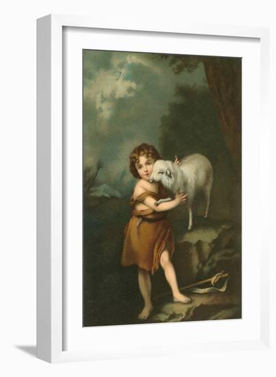 Little Shepherd with Lamb-null-Framed Art Print