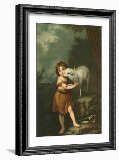 Little Shepherd with Lamb-null-Framed Art Print