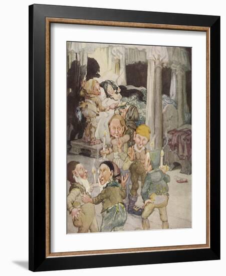 Little Snowdrop (Snow White) Enjoys the Hospitality of the Kindly Dwarfs-Anne Anderson-Framed Photographic Print