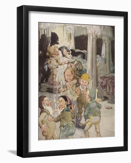 Little Snowdrop (Snow White) Enjoys the Hospitality of the Kindly Dwarfs-Anne Anderson-Framed Photographic Print