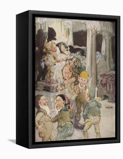 Little Snowdrop (Snow White) Enjoys the Hospitality of the Kindly Dwarfs-Anne Anderson-Framed Premier Image Canvas