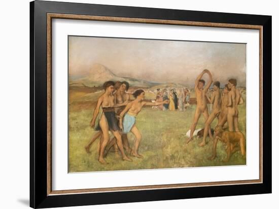 Little Spartan girls provoking boys. Around 1860-1862, Oil on canvas-Edgar Degas-Framed Giclee Print