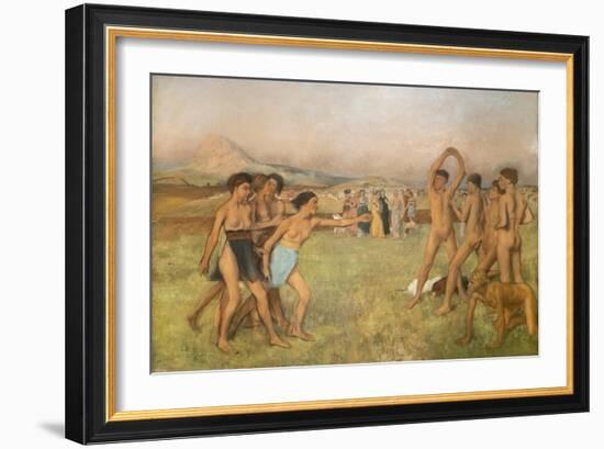 Little Spartan girls provoking boys. Around 1860-1862, Oil on canvas-Edgar Degas-Framed Giclee Print