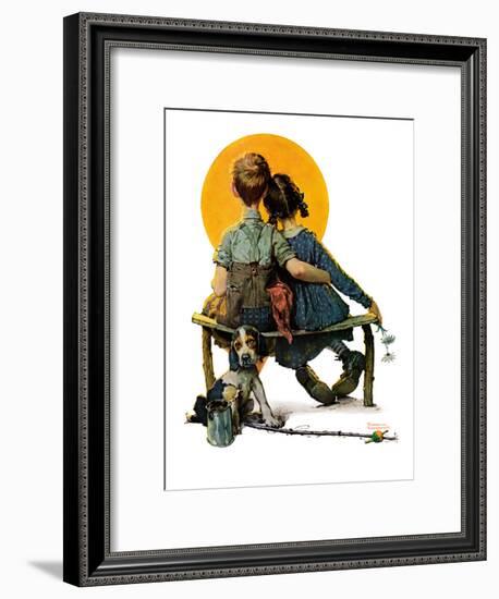 "Little Spooners" or "Sunset", April 24,1926-Norman Rockwell-Framed Giclee Print