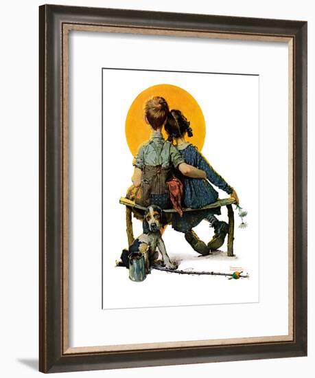 "Little Spooners" or "Sunset", April 24,1926-Norman Rockwell-Framed Giclee Print