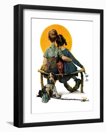 "Little Spooners" or "Sunset", April 24,1926-Norman Rockwell-Framed Giclee Print