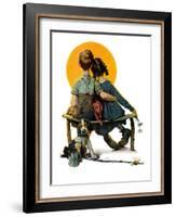 "Little Spooners" or "Sunset", April 24,1926-Norman Rockwell-Framed Giclee Print