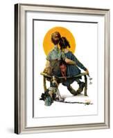 "Little Spooners" or "Sunset", April 24,1926-Norman Rockwell-Framed Giclee Print