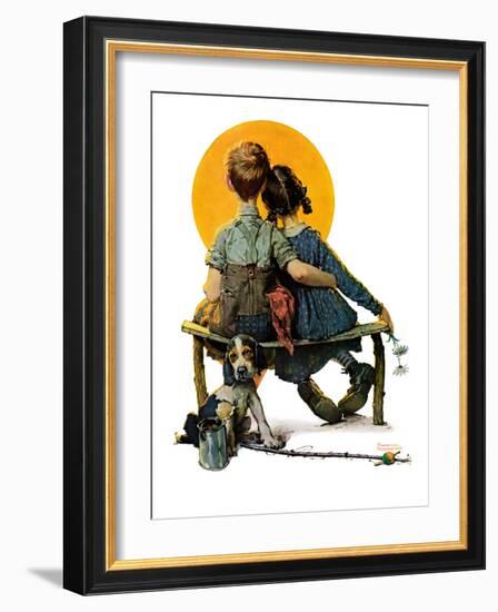 "Little Spooners" or "Sunset", April 24,1926-Norman Rockwell-Framed Giclee Print