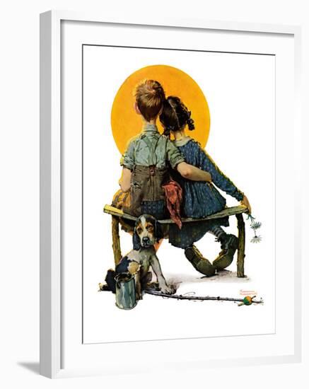 "Little Spooners" or "Sunset", April 24,1926-Norman Rockwell-Framed Giclee Print