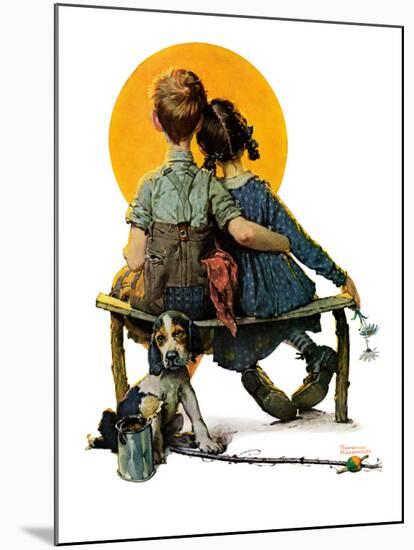 "Little Spooners" or "Sunset", April 24,1926-Norman Rockwell-Mounted Giclee Print